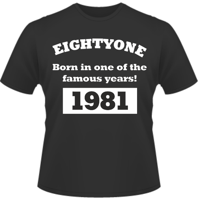 Bedrucktes T-Shirt zum Geburtstag Born in 1981