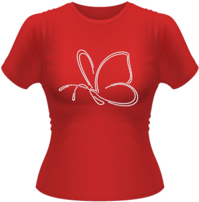 Girly T-Shirt mit Schmetterling aus Strasssteinen