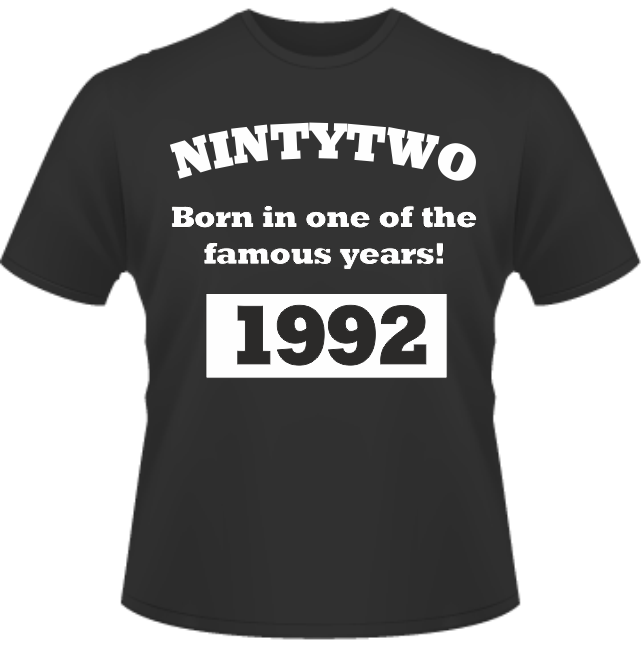 Bedrucktes T-Shirt zum Geburtstag geboren 1992