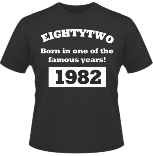 Bedrucktes T-Shirt zum Geburtstag geboren 1982