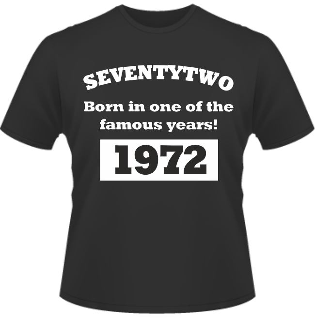 Bedrucktes T-Shirt zum Geburtstag geboren 1972